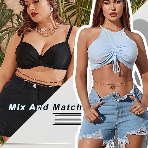 Miniatura 3 de ELABEST Cuentas africanas de cintura para mujer, no elásticas, 8 cuentas para el vientre, tallas grandes, coloridas, hechas a mano, accesorios de