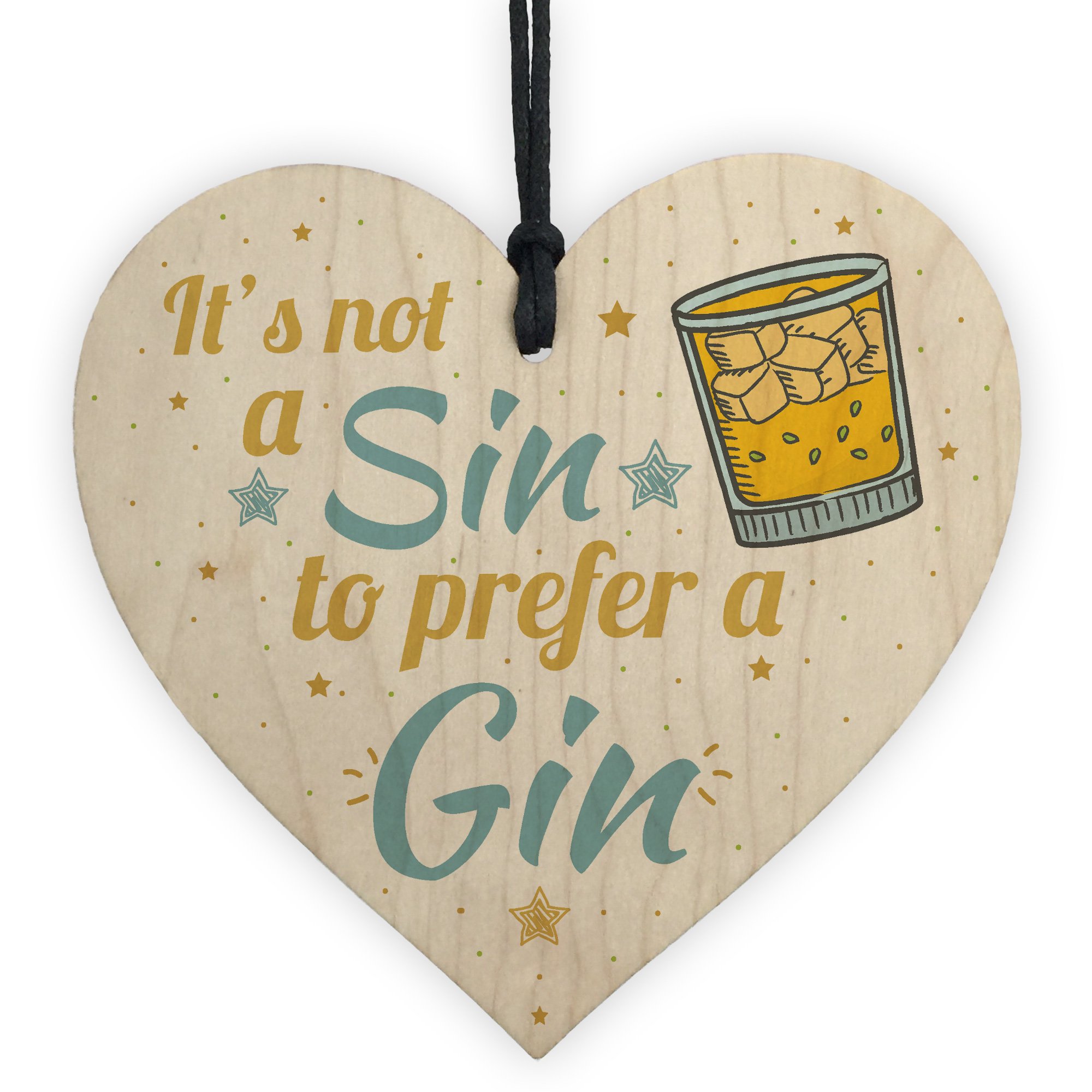 Red Ocean Gin Sign Wooden Hanging Heart Shabby Chic Plaque Kitchen Bar Alcohol Gift Garden Decor Friendship Gift