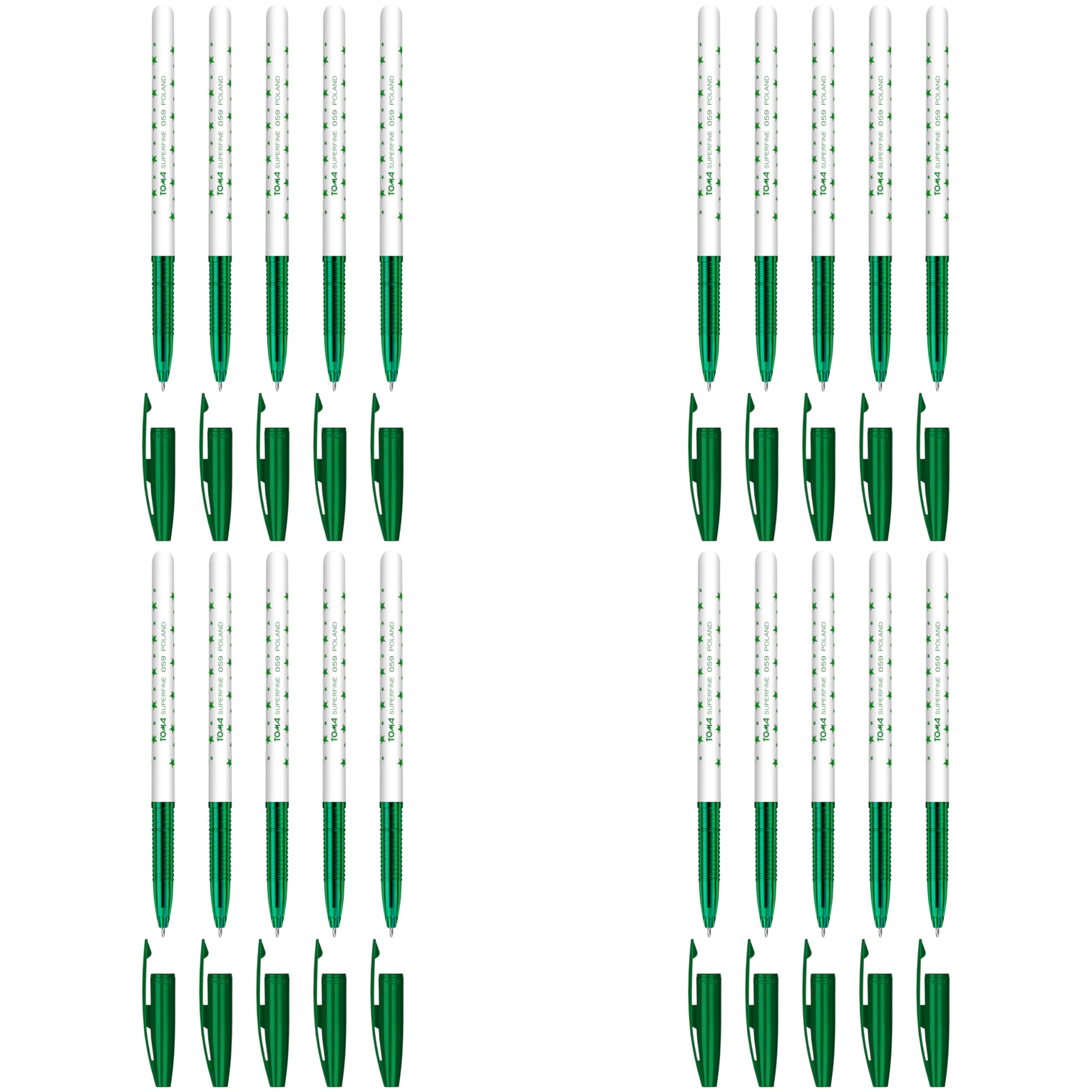 Ballpoint Pens, Smudge Free Ballpoint Pens, Extra Fine Point 0.5 mm, Ideal for School, Office, Everyday Use (Green, 20 Pens)