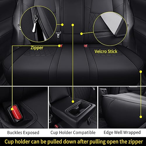 Miniatura 4 de LUCKYMAN CLUB Rav4 Fundas de asiento de piel sintética, aptas para Toyota Rav4 XLE LE XLE Premium Limited Base SUV 2019-2024 (RAV4 2019-2024 (no