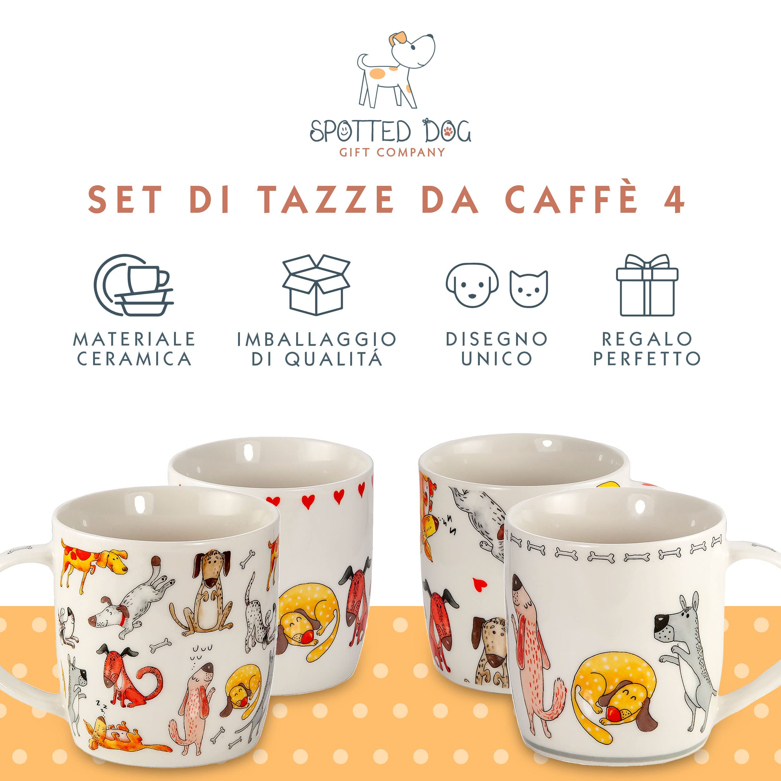 SPOTTED DOG GIFT COMPANY Tazza Cani, Tazza da Caffè Ceramica 350 ml con Motivo di Cane Carino e Divertenti - Regalo per Amanti e Proprietari di Cani