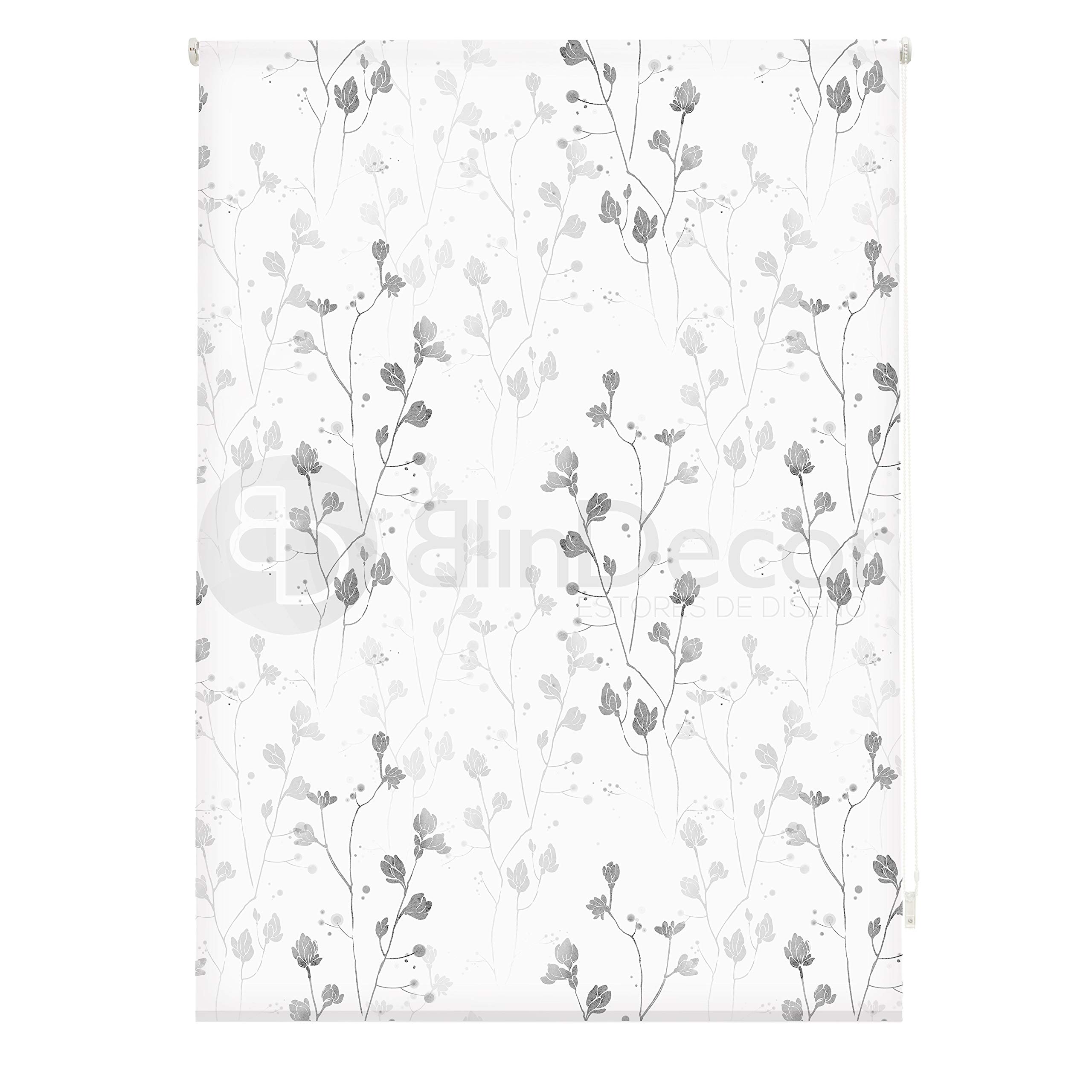 Blindecor Flores | Estor Enrollable Translúcido con Estampado Impresión Digital | Modelo Bloom | 130 x 180 cm (ancho por alto) Tamaño de la Tela 127 x 175 cm | Estores para Ventanas