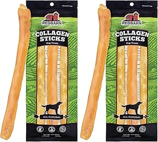 Redbarn Pet Products All-Natural Large 12" Beef Collagen Sticks for Dogs-Long Lasting Low-Odor Alternative