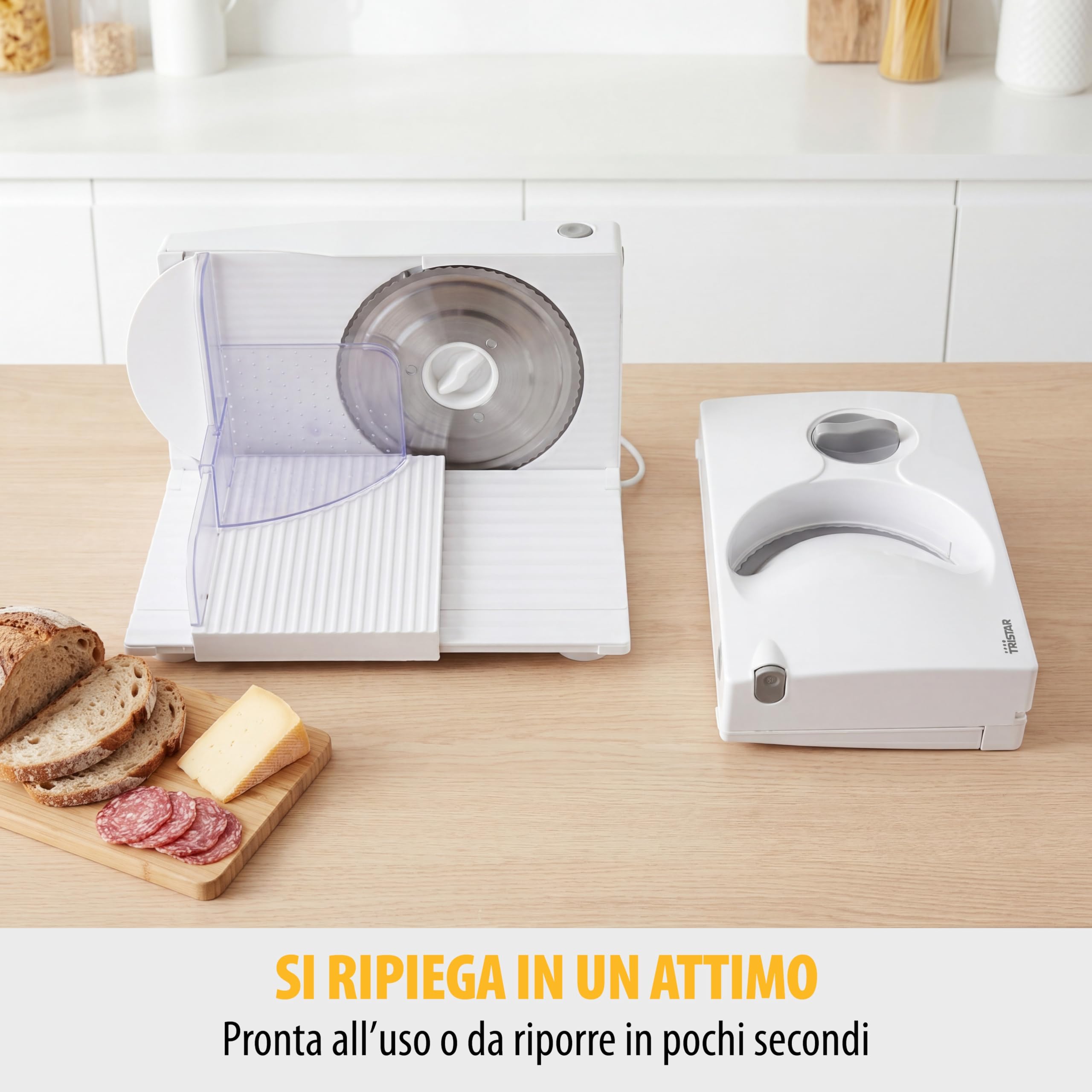 Tristar EM-2098 - Affettatrice multiuso con lama in acciaio inox da 170 mm, 150 W, spessore disco regolabile