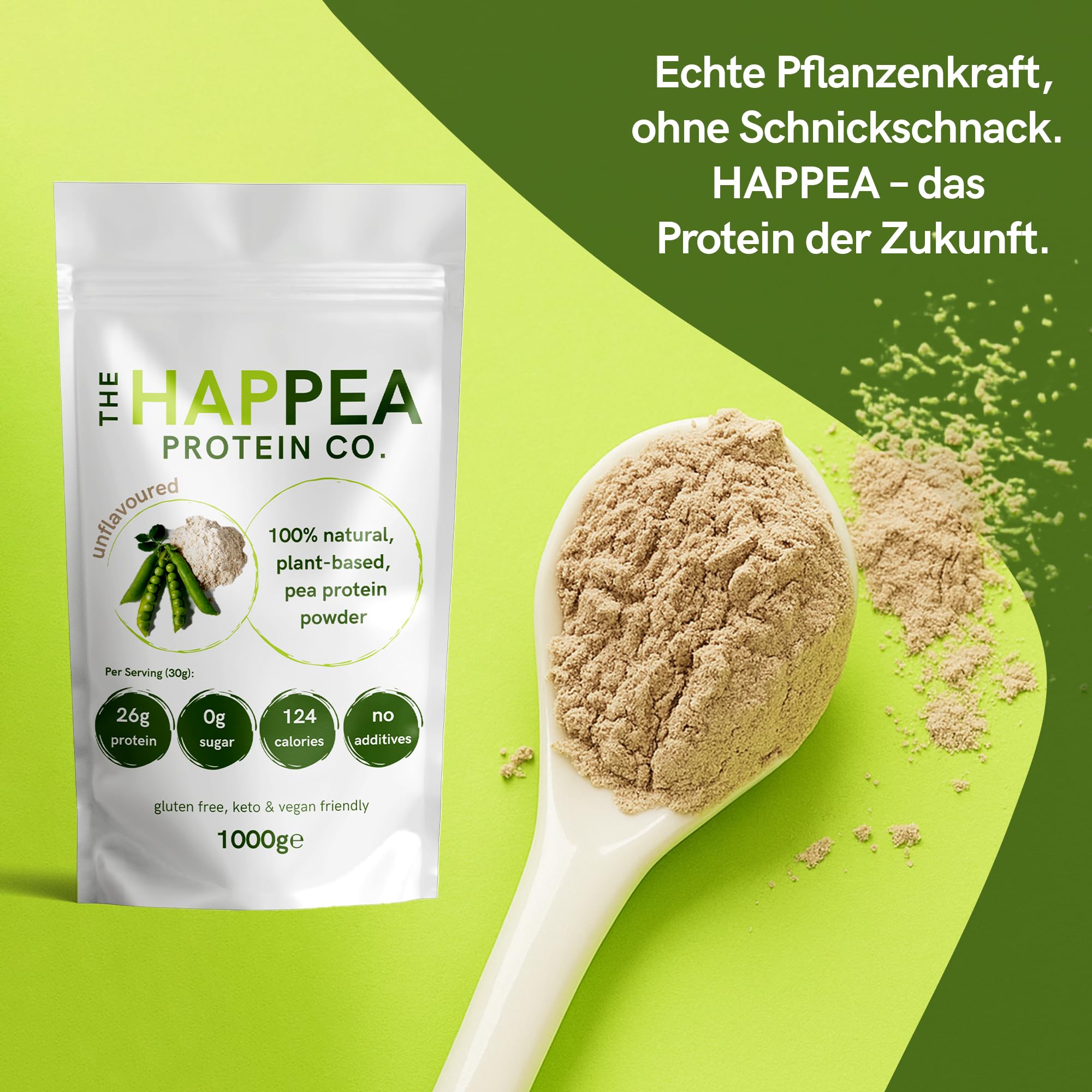 1 kg Hochwertiges Vegan Erbsenprotein Pulver - 85% Protein - Veganes Proteinpulver, Geschmacksneutral, Ohne Zucker, Ideal für Muskelaufbau & Diät, Hoch Löslich, 100% GVO-frei