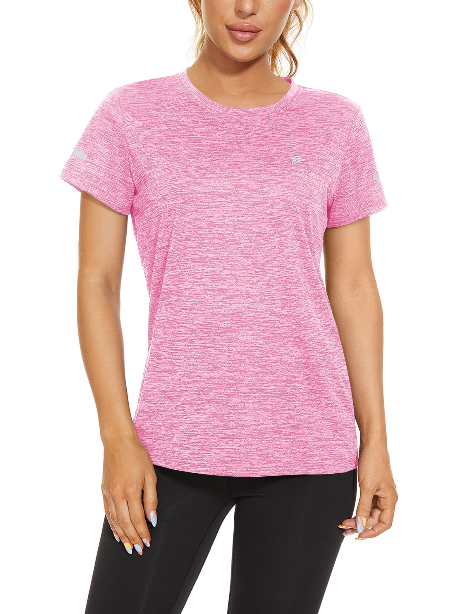 KEFITEVD Camiseta de Running para Mujer Camiseta de Senderismo para Mujer Camiseta de Yoga de Poliéster para Niña con Cuello Redondo