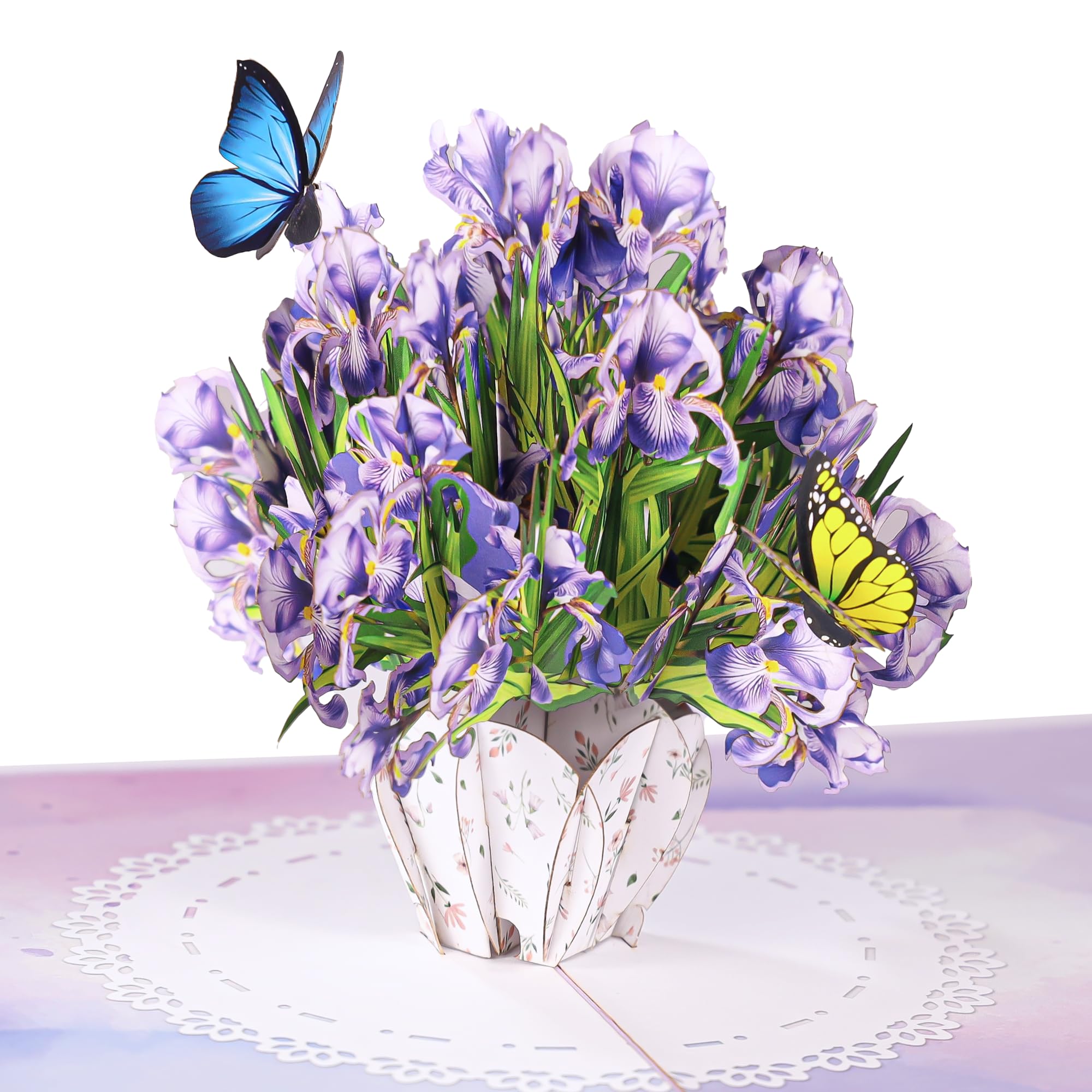 SISTIMON Iris Bouquet Flowers 3D Pop Up Birthday Card for Women,Wife,Thank You Card,Mother’s Day Card,Happy Getting Card,Valentines Mom,Sister,Wife,Grandma,Daughter,Girlfriend,Iris flower,(MD002) — image 1