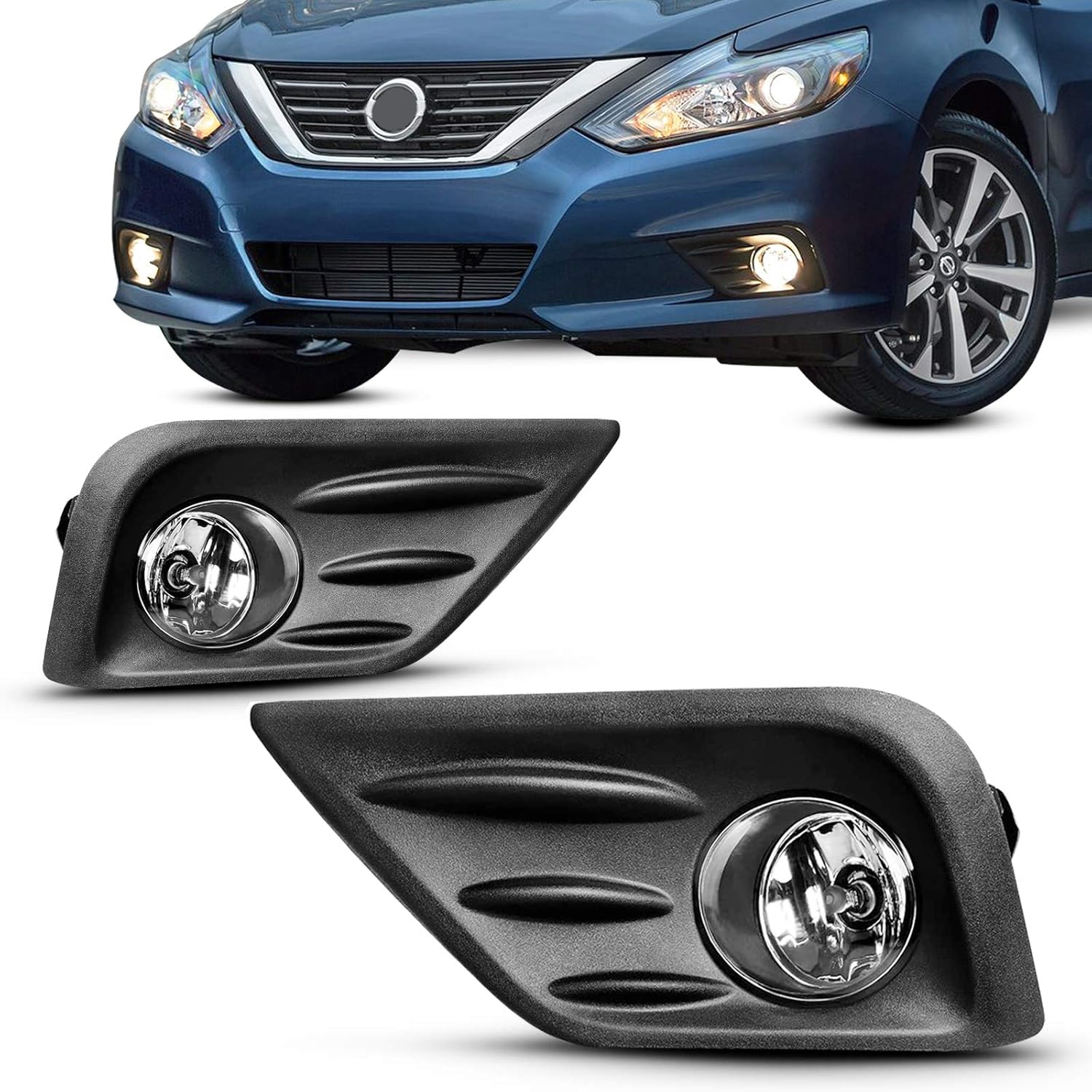 DLAA Fog Lights For Nissan Altima 2016 2017 2018 Fog Lamps Assembly Replacement Clear Lens OE Style (black)