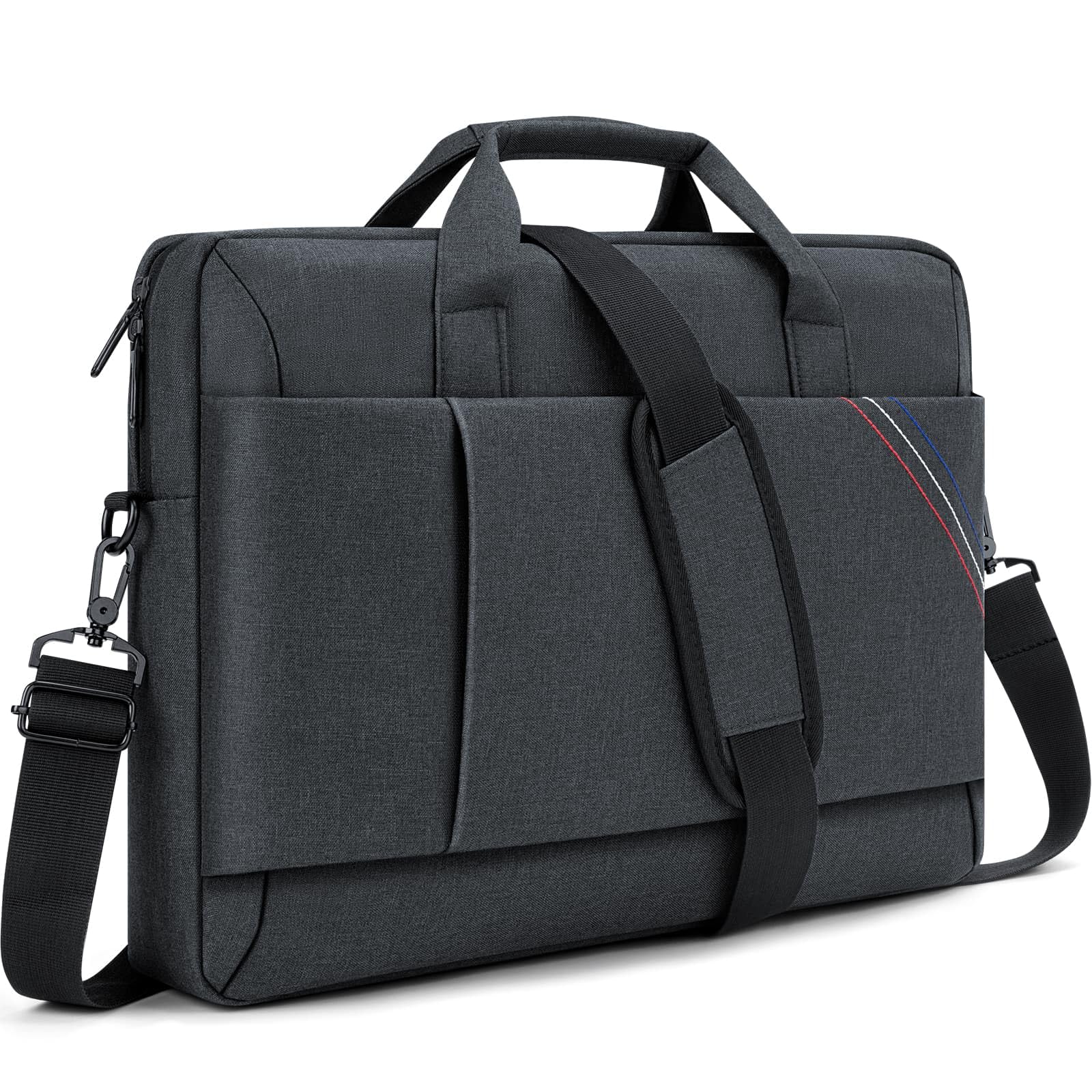 MicaYoung 15.6 Inch Laptop Shoulder Bag for Man Work Briefcase Slim Computer Carrying Case Handbag with Shoulder Strap, Black Grey