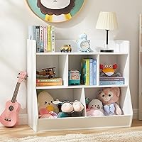 Vista 5 de Organizador de almacenamiento de juguetes con estantería, estante de juguetes para niños de 5 compartimientos, armario de almacenamiento de juguetes