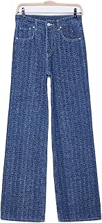 بنطلون جينز منسوج بخصر مرتفع وأرجل واسعة للنساء، Twoss25Je00043 من ترنديول، أزرق