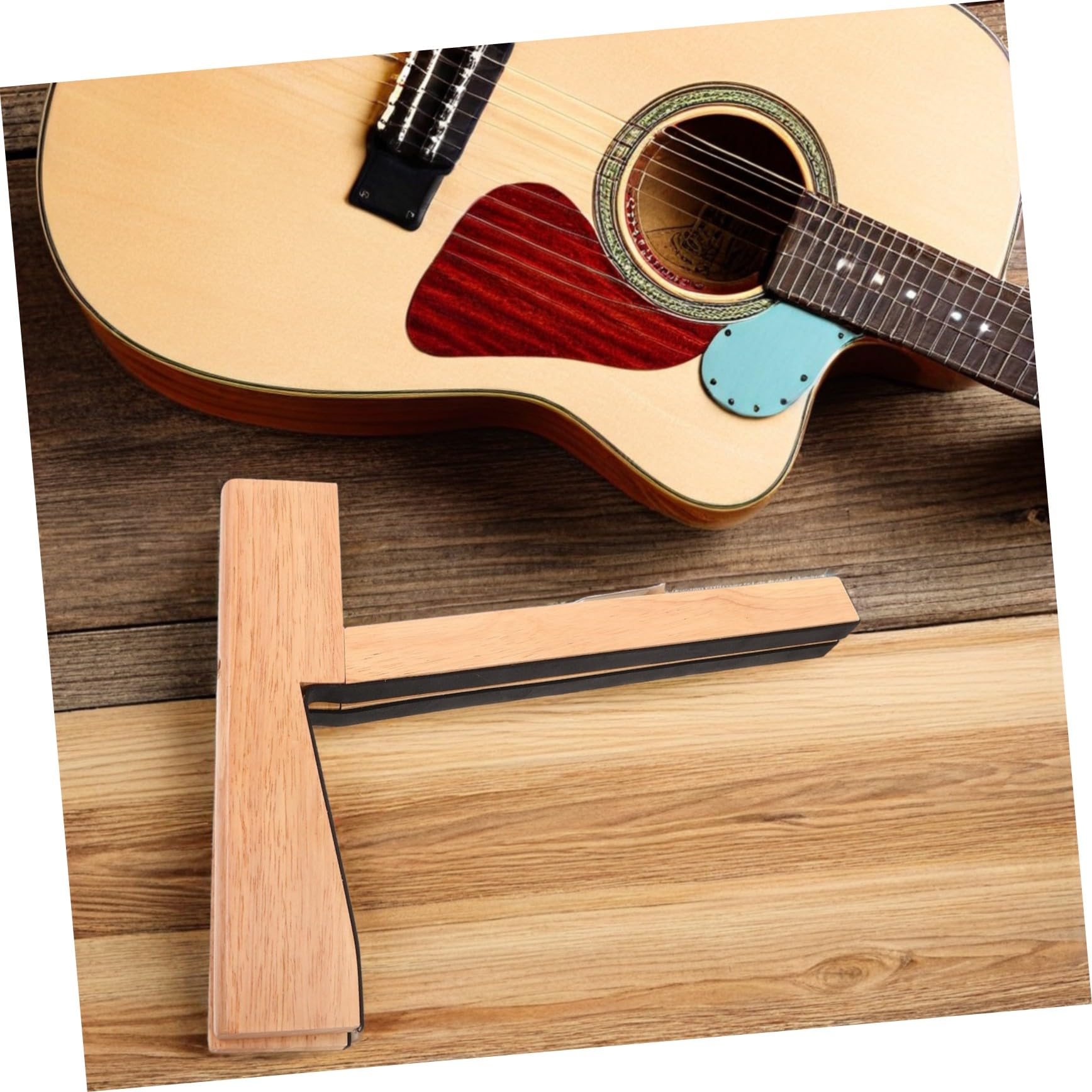 SUPVOX Supporto per Chitarra in Legno Supporto Portatile e Pieghevole per Strumenti Musicali Compatto per Chitarre Acustiche Elettriche e Classiche Accessori per Musicisti