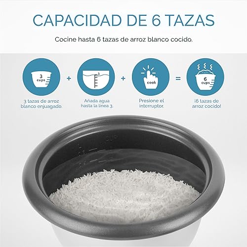 Miniatura 5 de Aroma Housewares 6 tazas cocidas  15 cuartos de galón olla de arroz y grano ARC-363NGB negro 6 tazas cocidas 3 tazas sin cocinar