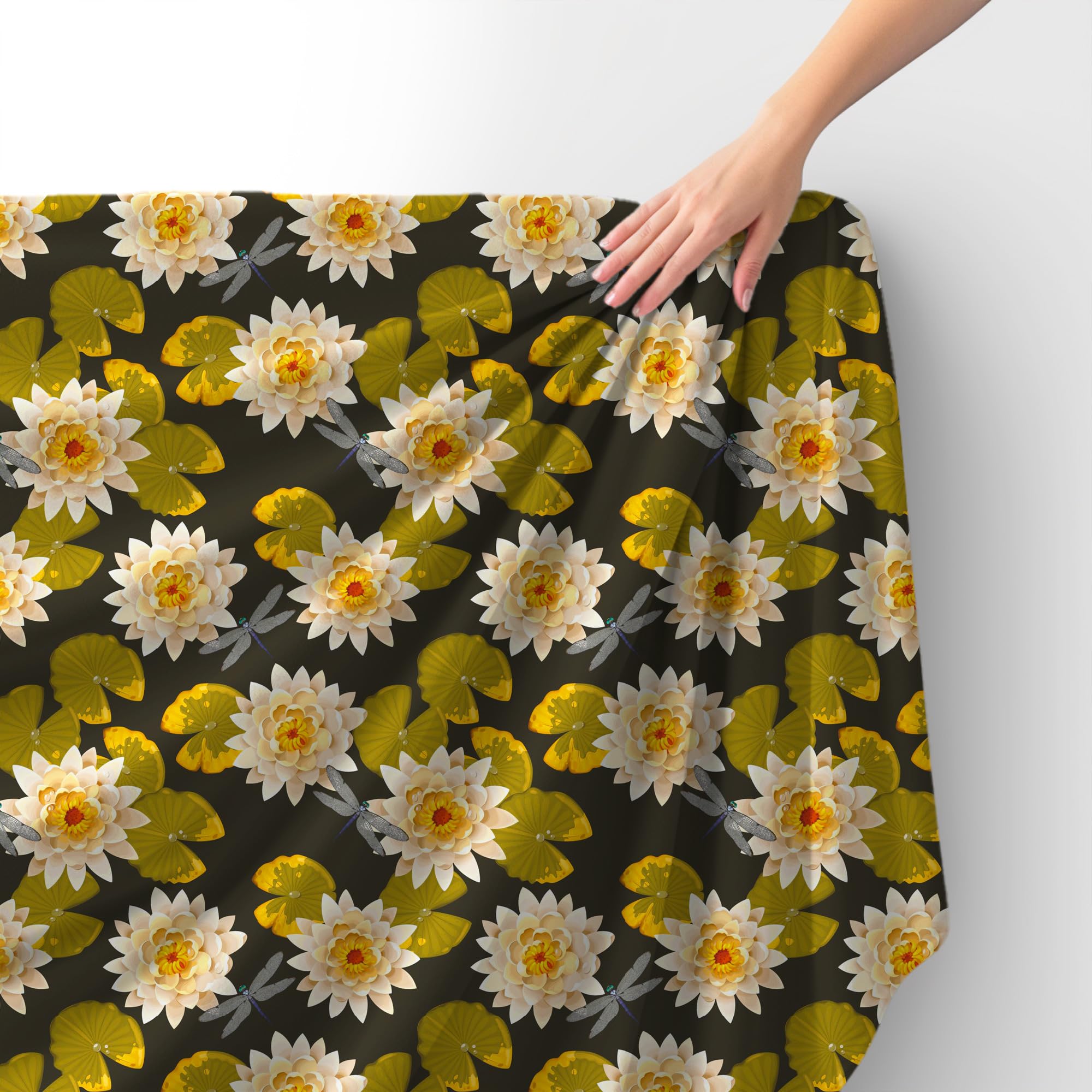 HEKO PANELS Tkanina velvet obiciowa drukowana, Lotosy, 3 metry 140 x 300 cm