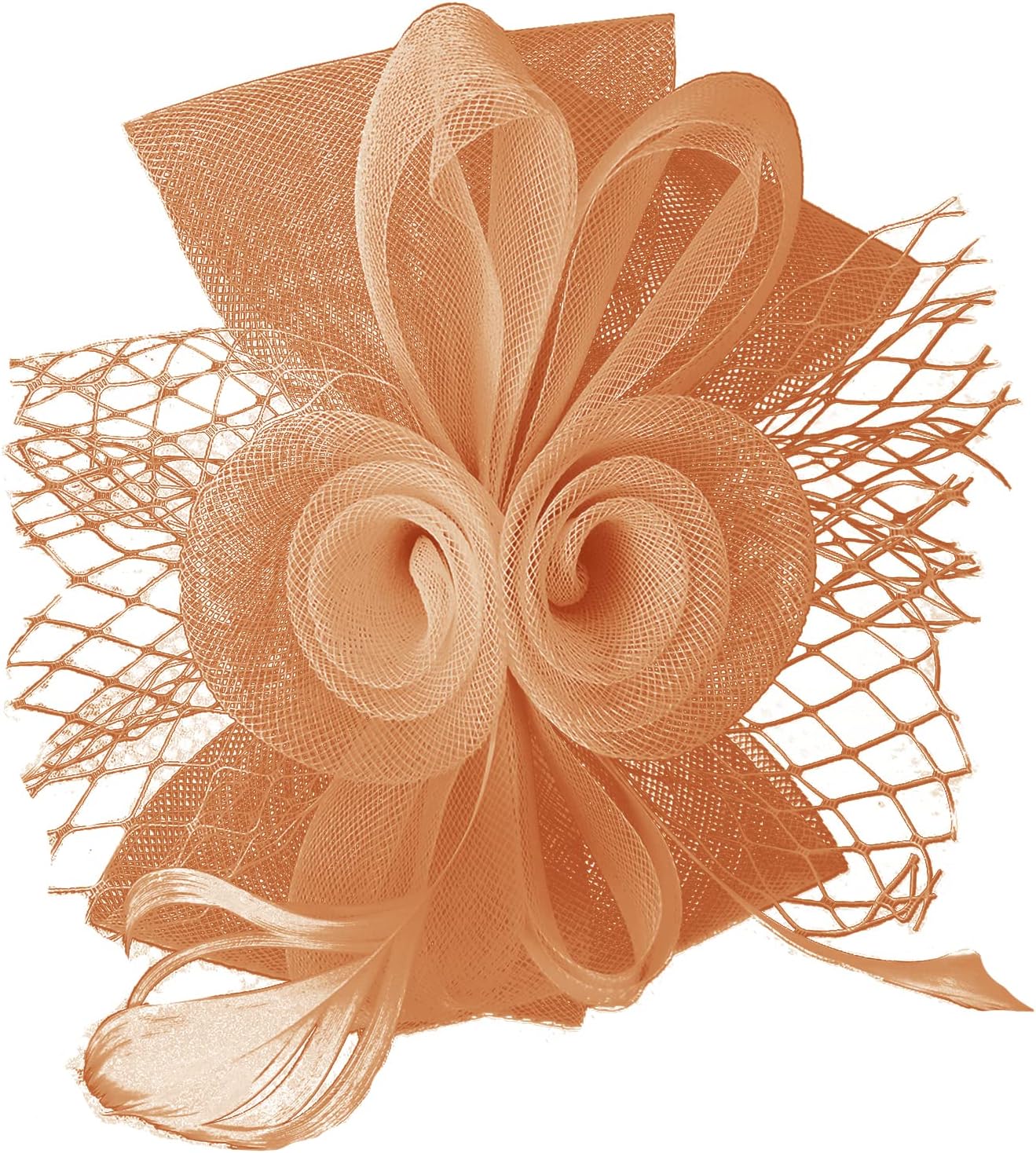 Fascinators Hat Tea Party Hat Mesh Floral Feather Hair Clip for Girls Women Headband with Veil for Wedding Cocktail Church Champagne
