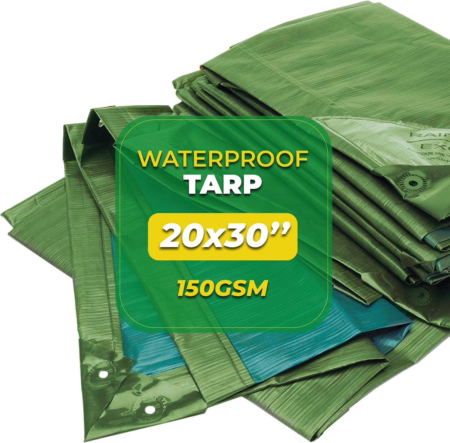 Bio Green RX-150-20x30-GB Waterproof 20 x 30 – Multipurpose Heavy Duty Tarp – Multi-Layered Cross-Laminated Film Tarpaulin – Ideal for Farming, Camping, Furniture Cover, 20x30, Green/Blue