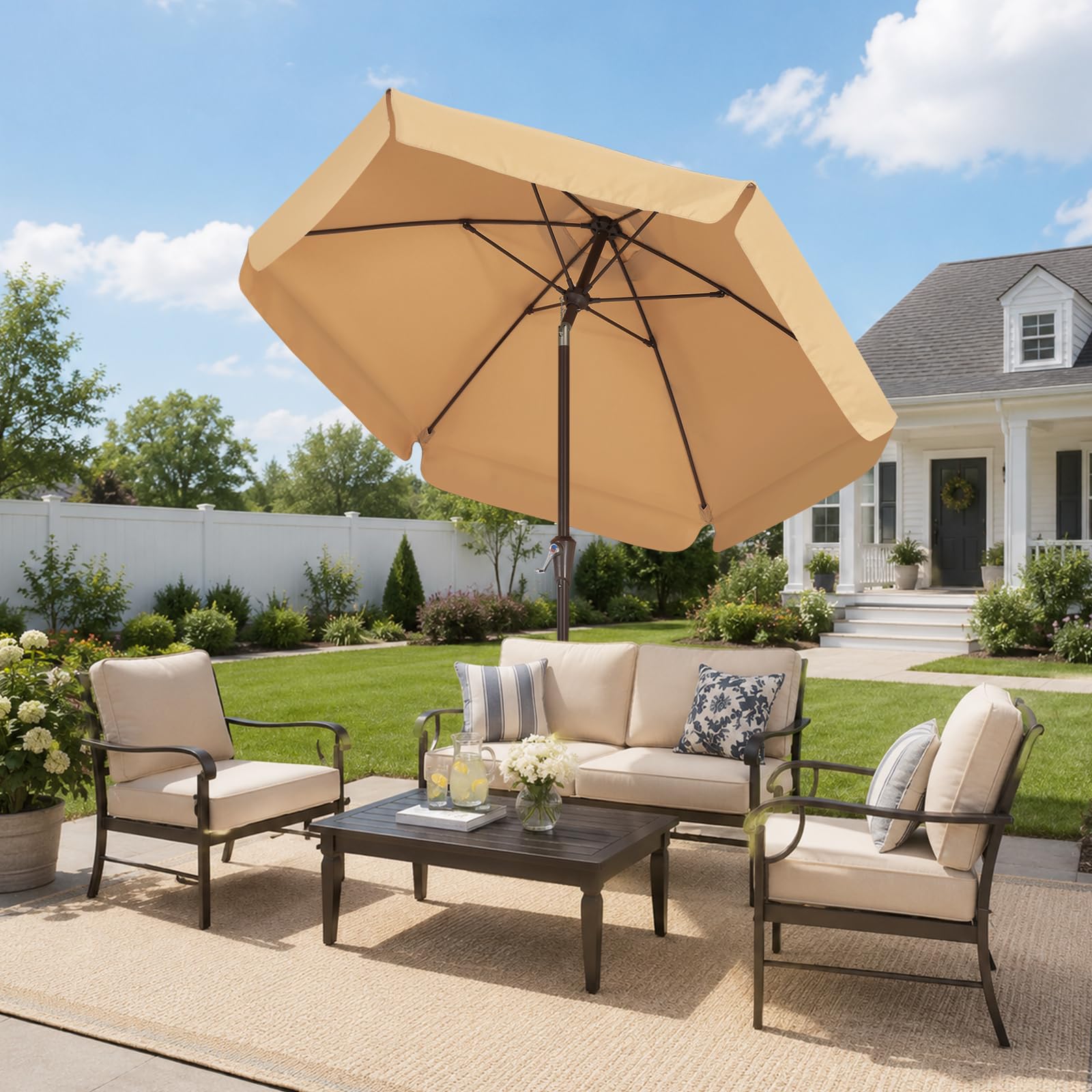 ABCCANOPY Parasol de table inclinable avec bouton poussoir pour jardin, terrasse, cour et piscine, 8 baleines, 13 couleurs
