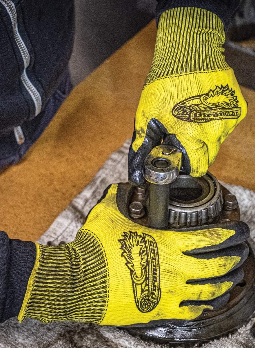 Ironclad OCTANE Turbo Ten Pack Nitrile Coated Work Gloves (10 Pair), Size M (R-TRB10-03-M), Yellow