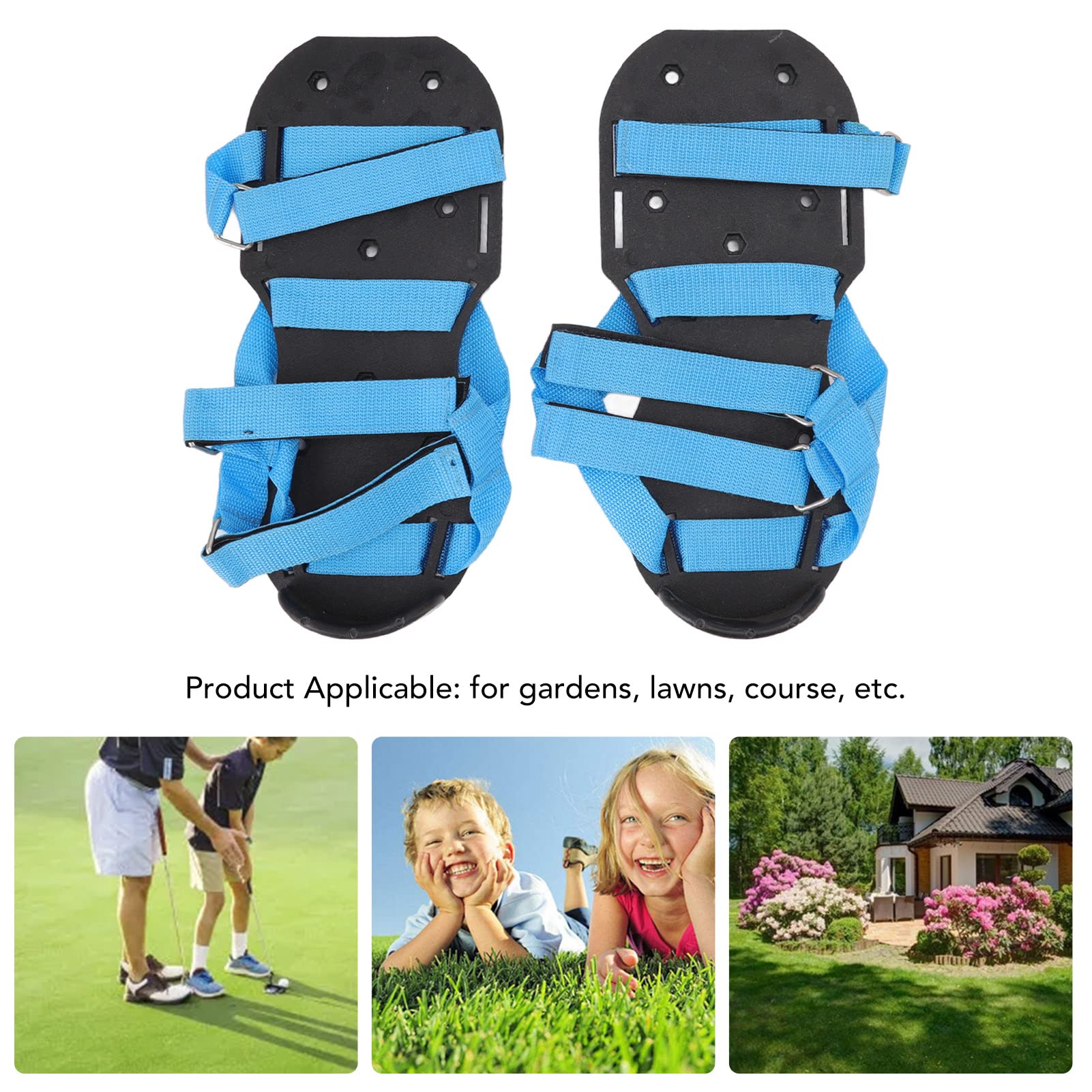 Chaussures aérateurs de pelouse, Chaussures à Pointes scarificateurs de Jardin pour l’aération du Sol, Base en Alliage d’Aluminium avec Semelle en ABS et Boucles en Nylon réglables