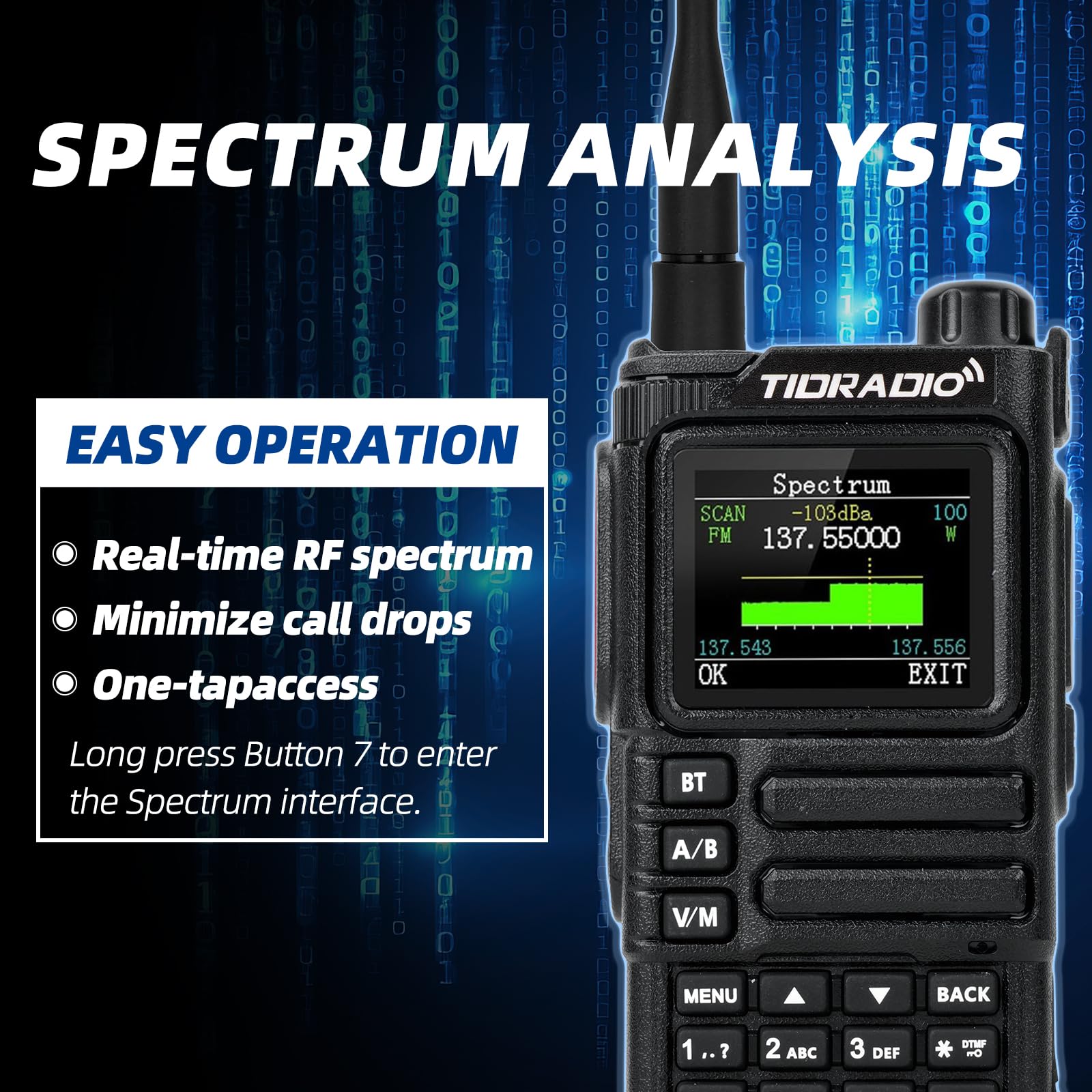 TIDRADIO TD-H9 Walkie Talkie, funkgerät, 10 Watt, GPS, APRS, Spektrumanalyse, SMS, Bluetooth-Programmierung, Web-Upgrade, NOAA, USB-C-Akku, Funkgerät für Erwachsene mit hoher Reichweite – Schwarz