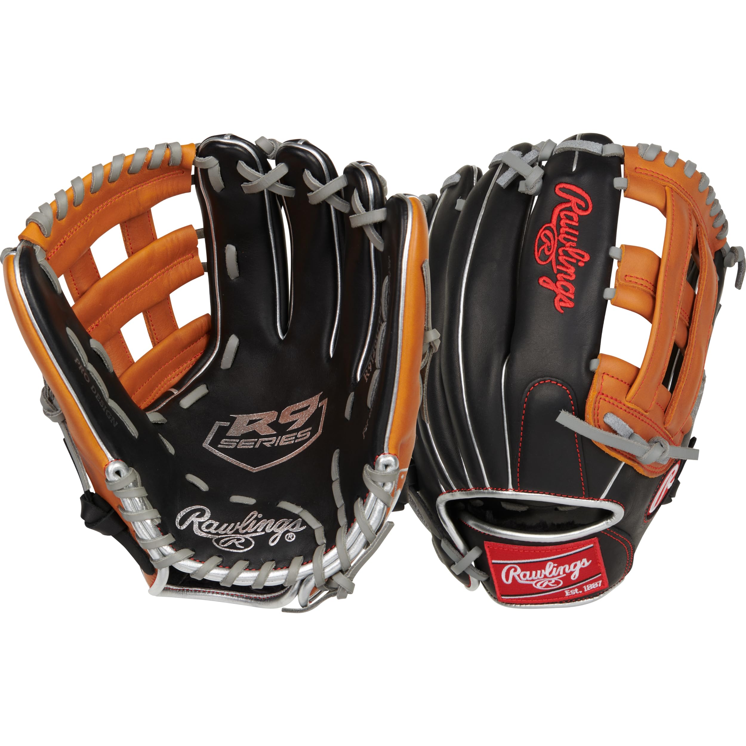 Rawlings | R9 Youth Contour Fit Gants de Baseball | Tailles 27,9 cm – 30,5 cm | Plusieurs Styles