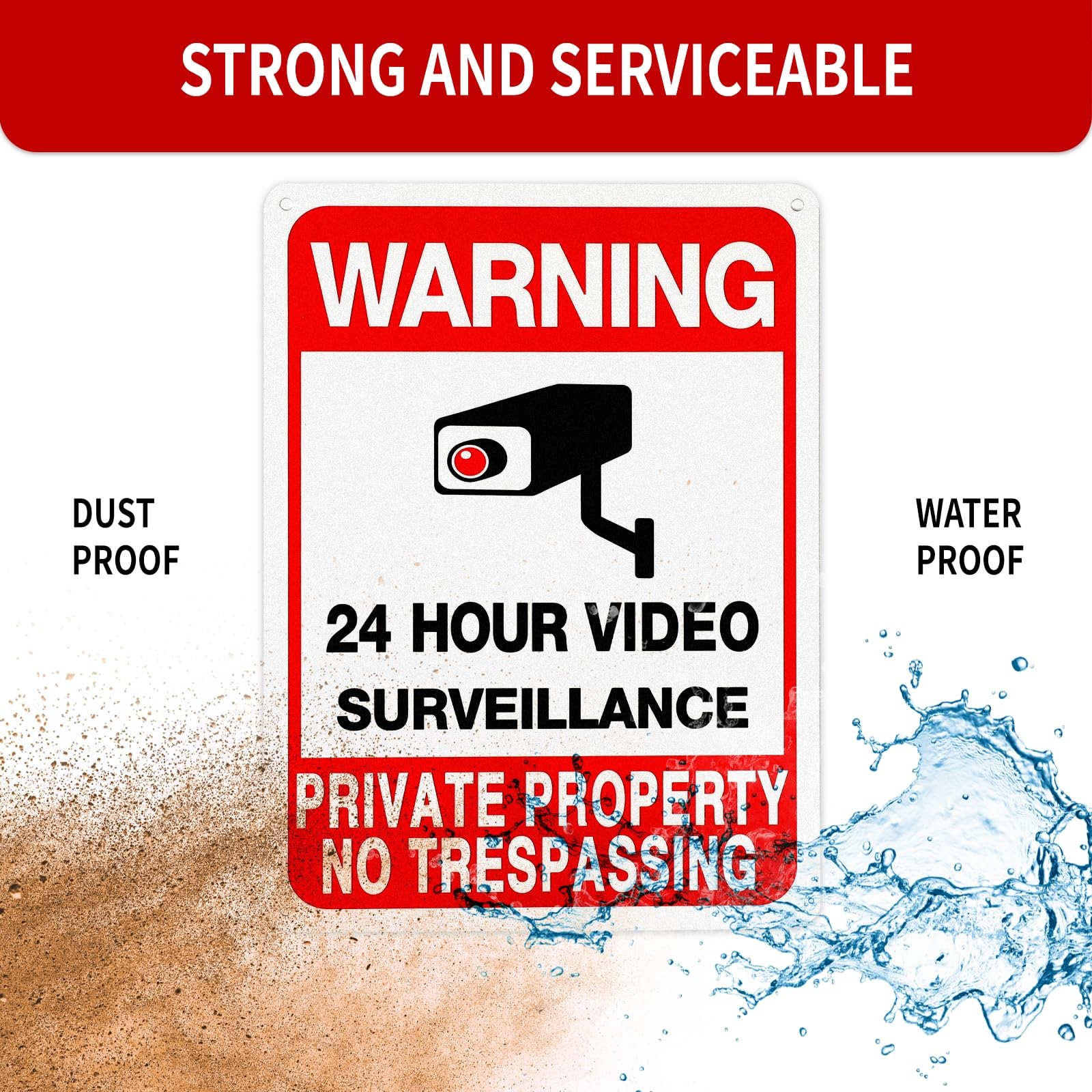 Señales de vigilancia de video sin traspasar, señales de propiedad privada, señal de advertencia, 10 x 7 pulgadas, aluminio reflectante, resistente a los rayos UV, resistente a la intemperie, tinta