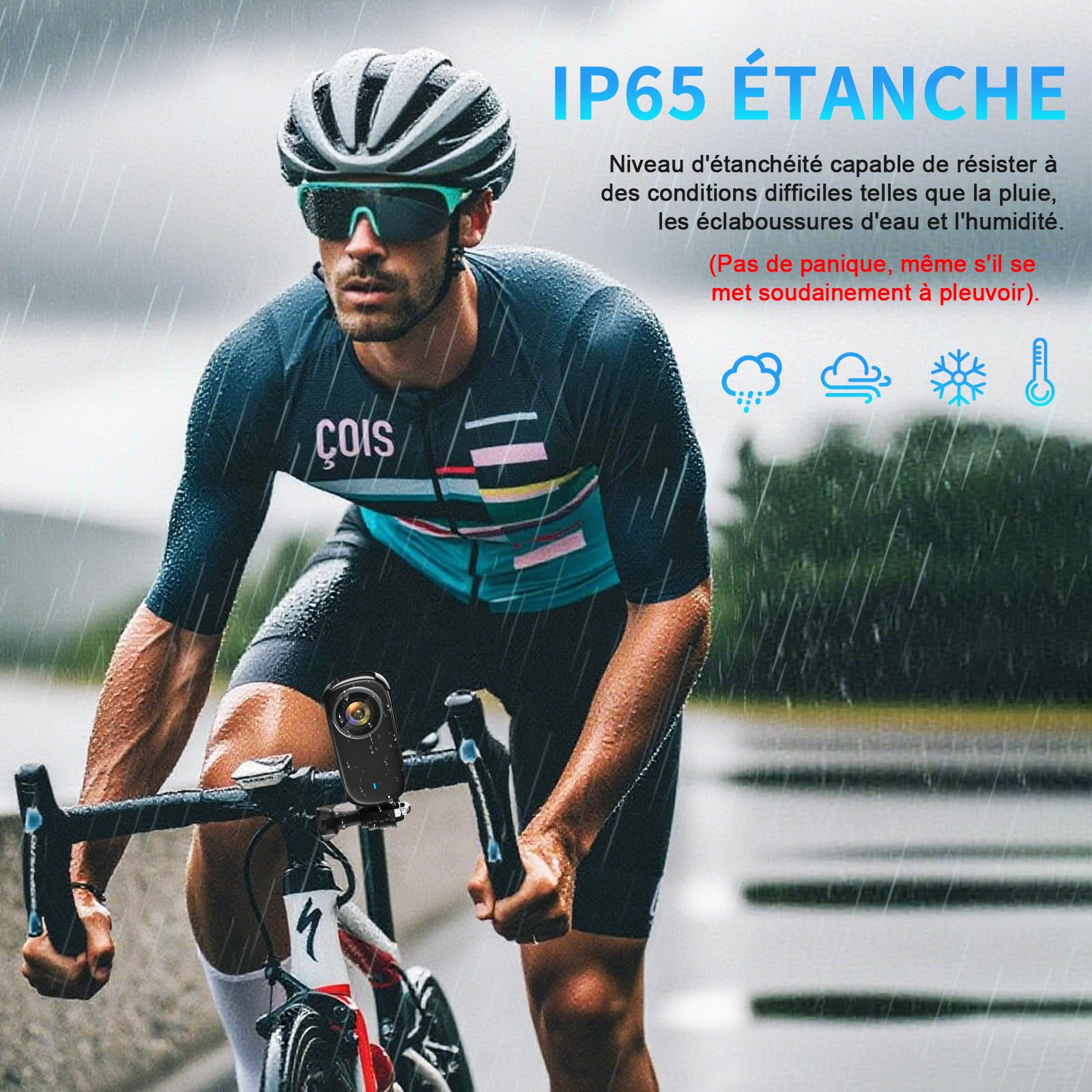 Caméra d'action WiFi 4K Étanche 150° Sportive avec Écran 1.3 Pouce et Batterie 3 Heures - Noir