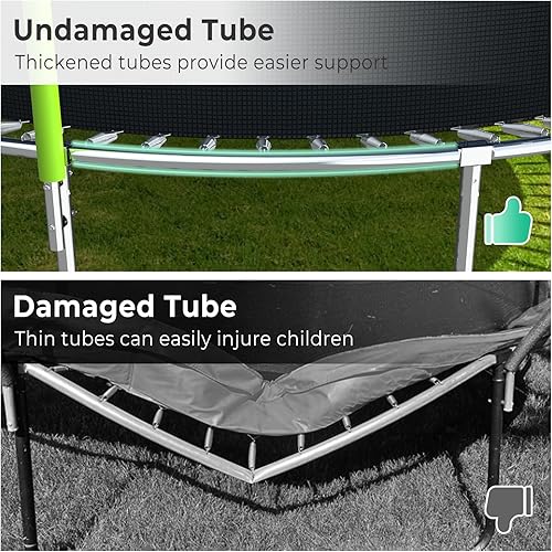 Miniatura 3 de Lyromix Trampolín mejorado de 16 pies, 15 pies, 14 pies, 12 pies, 10 pies y 8 pies, para exteriores con aro de baloncesto y red, capacidad para 4-6