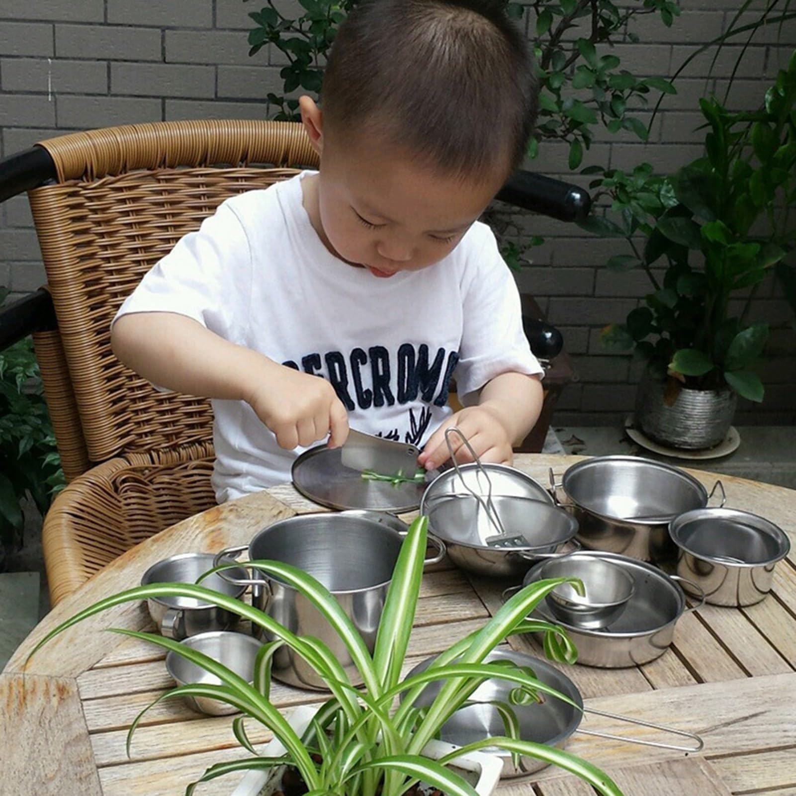 Cocoarm Set di Pentole in Acciaio Inox per Bambini, Utensili da Cucina per Bambini con Stoviglie Lucidate a Mano (25 pezzi)