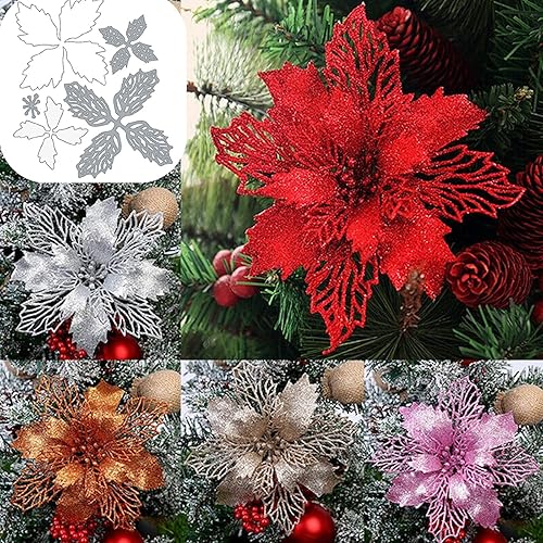 Troqueles de metal de Navidad con diseño de flores 3D, con borde de encaje de grano, plantillas cortadas para manualidades, álbumes de recortes,