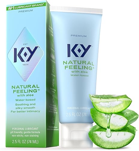 K-Y Sensación natural con aloe, lubricante a base de agua para sexo, juguete sexual y lubricante anal, lubricante personal no pegajoso, apto para