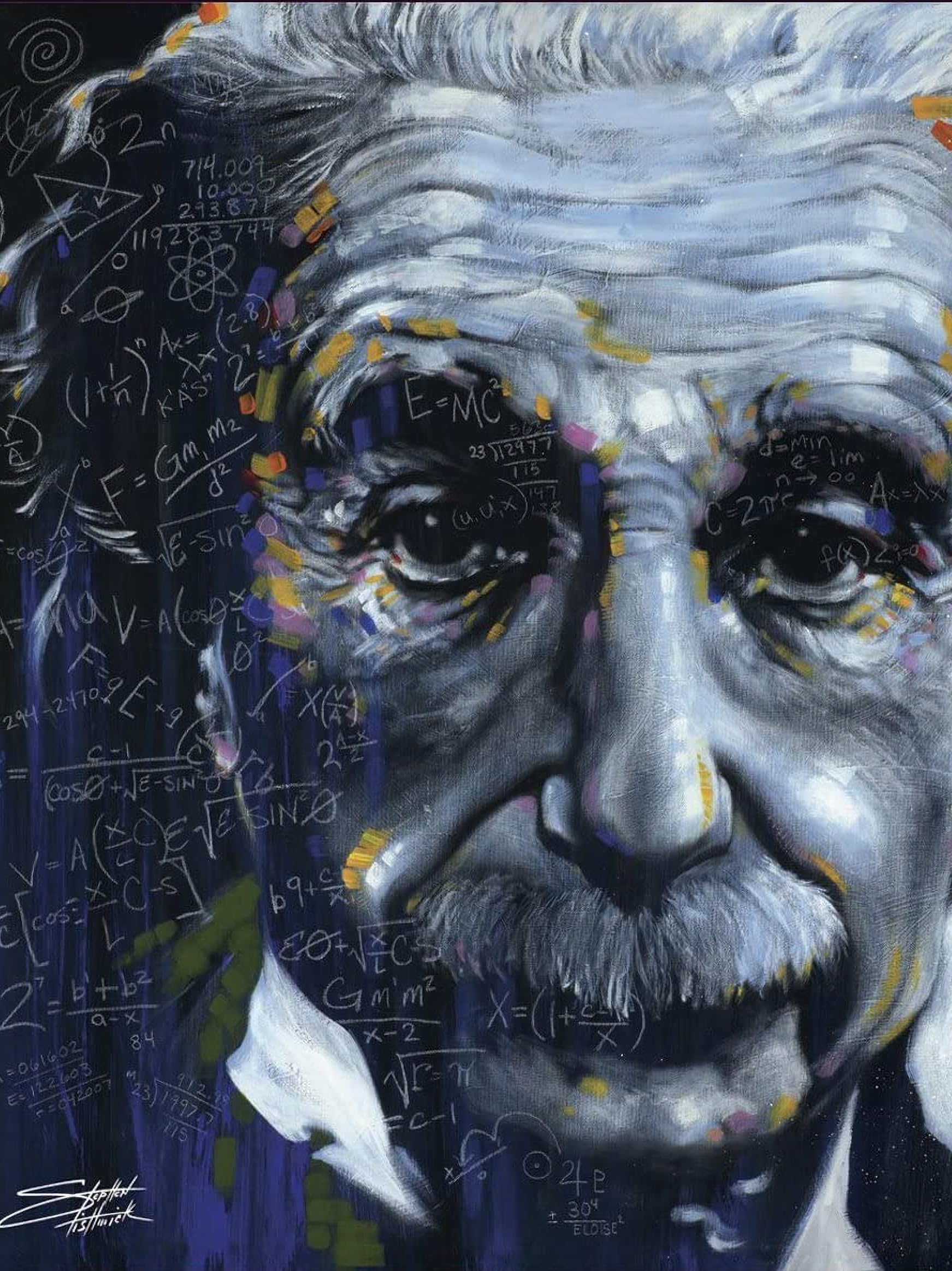 Albert Einstein Portrait 3D Poster Wall Art Decor Print | 12x16 | Posters & Pictures | Memorabilia Gifts for Guys & Girls Bedroom | Quantum Genius of Physics & Relativity Theory Fan Photo