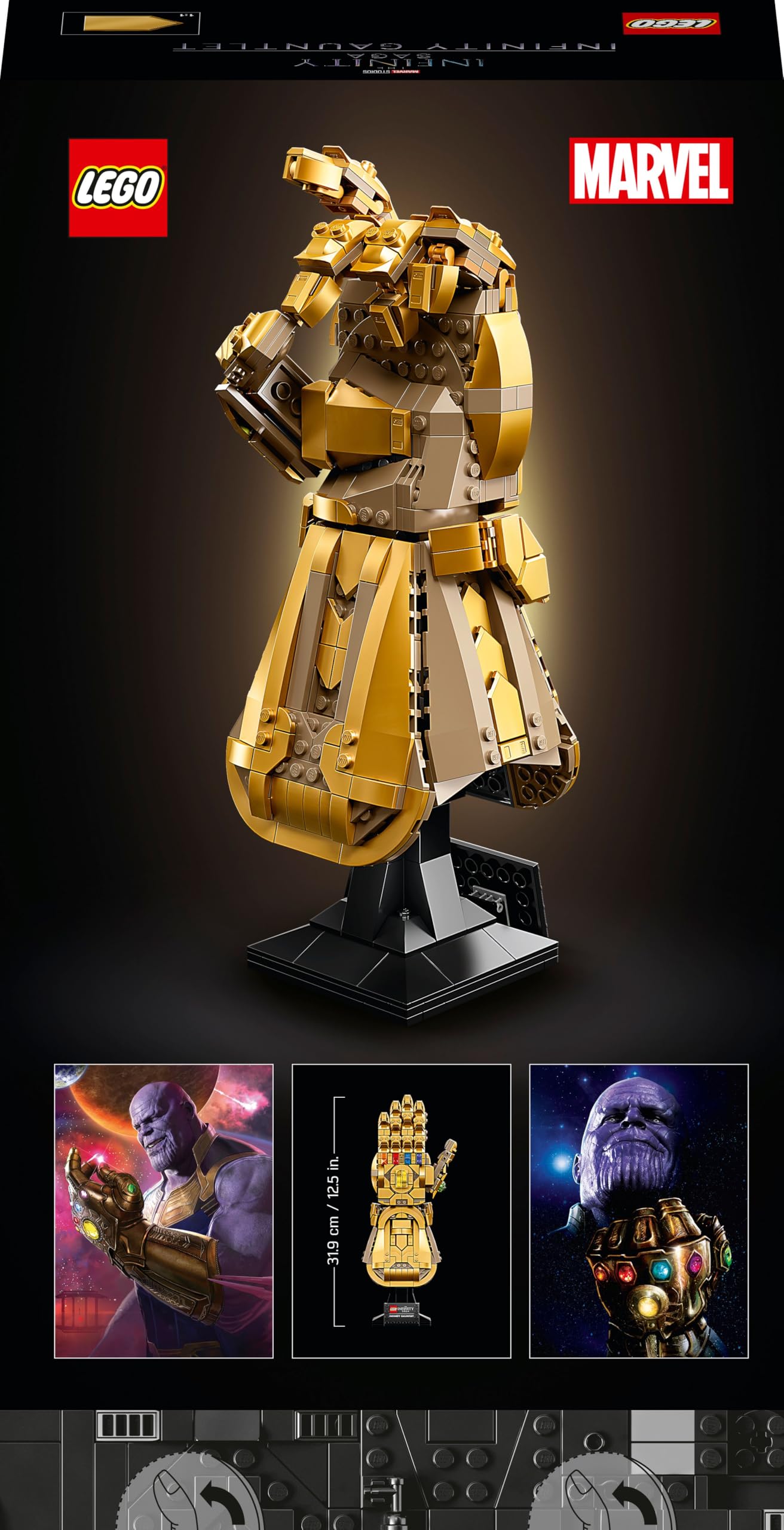 LEGO Marvel Guanto dell’Infinito di Thanos, Kit Modellismo da Costruire per Adulti Fan dei Supereroi Avengers, Idea Regalo per Uomo o Donna da Collezione 76191
