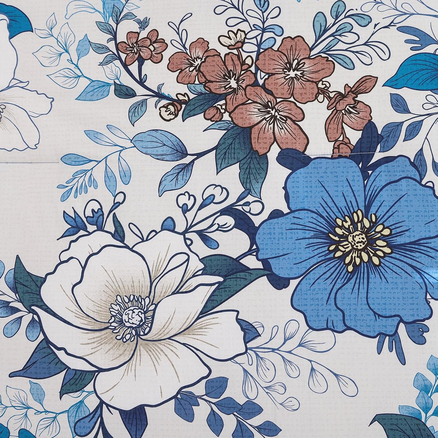 Xruibed Blue Floral Comforter Set Queen Size 7 Pieces Bed in a Bag Flower Comforter Set with Sheet, Pillowcases, Pillowshams, Soft Microfiber Bedding Set for All Season (Queen 90''x90'')