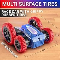 Vista 6 de Force1 Tornado+ - Auto de control remoto para niños - Autos RC rápidos de doble cara con pantalla LED interactiva, 4WD, auto de acrobacias