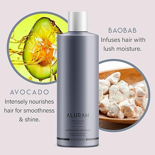 Miniatura 4 de ALURAM Champú hidratante de agua de coco para hombres y mujeres, hidratación limpia y brillo para cabello texturizado medio a grueso, 12 onzas