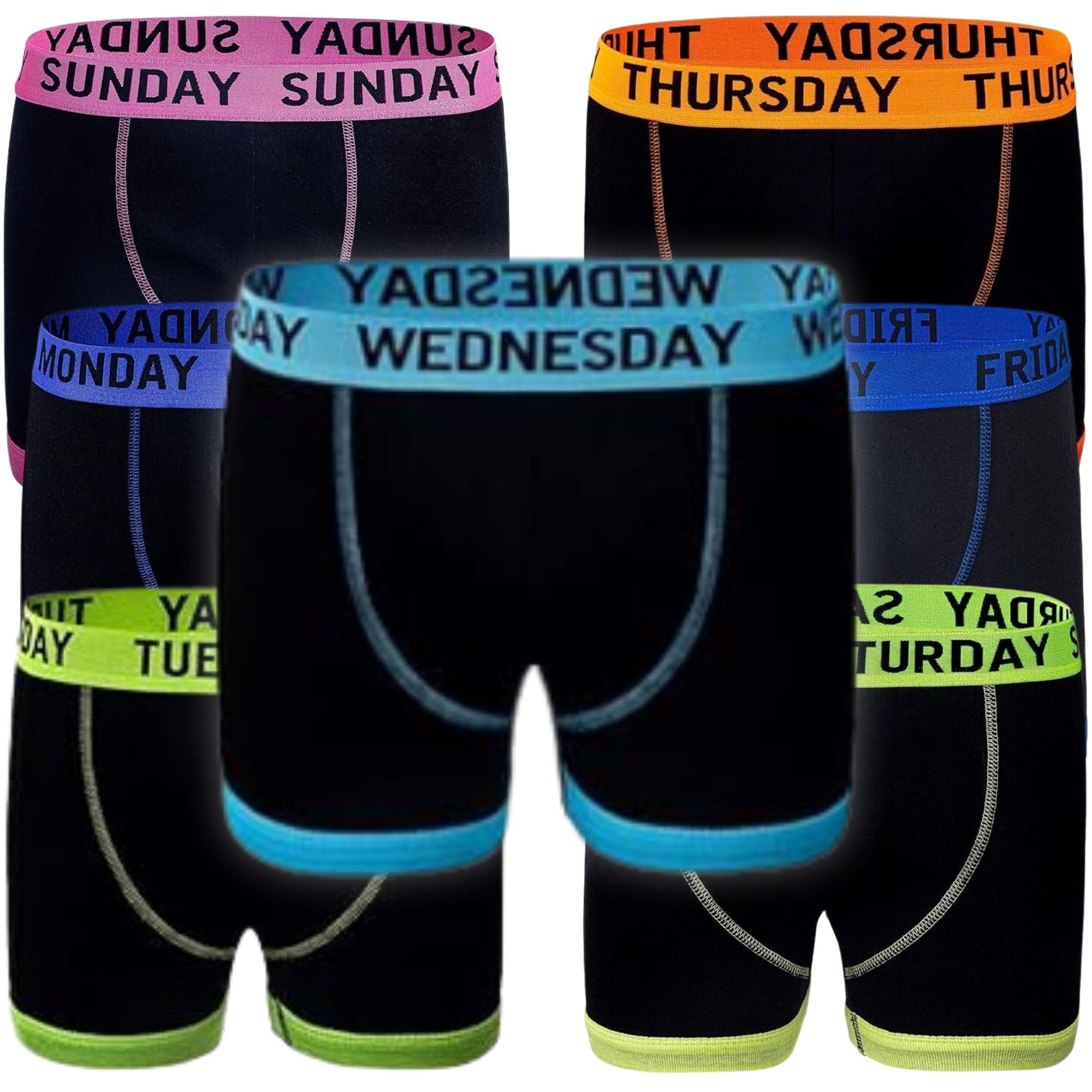Bamu Mens Days Of The Week 7 Pack Boxer Shorts Comfort Fit Cotton Rich Stretch Underwear Trunks (as8, alpha, xx_l, regular, regular, 7 Pack Days of the Week)