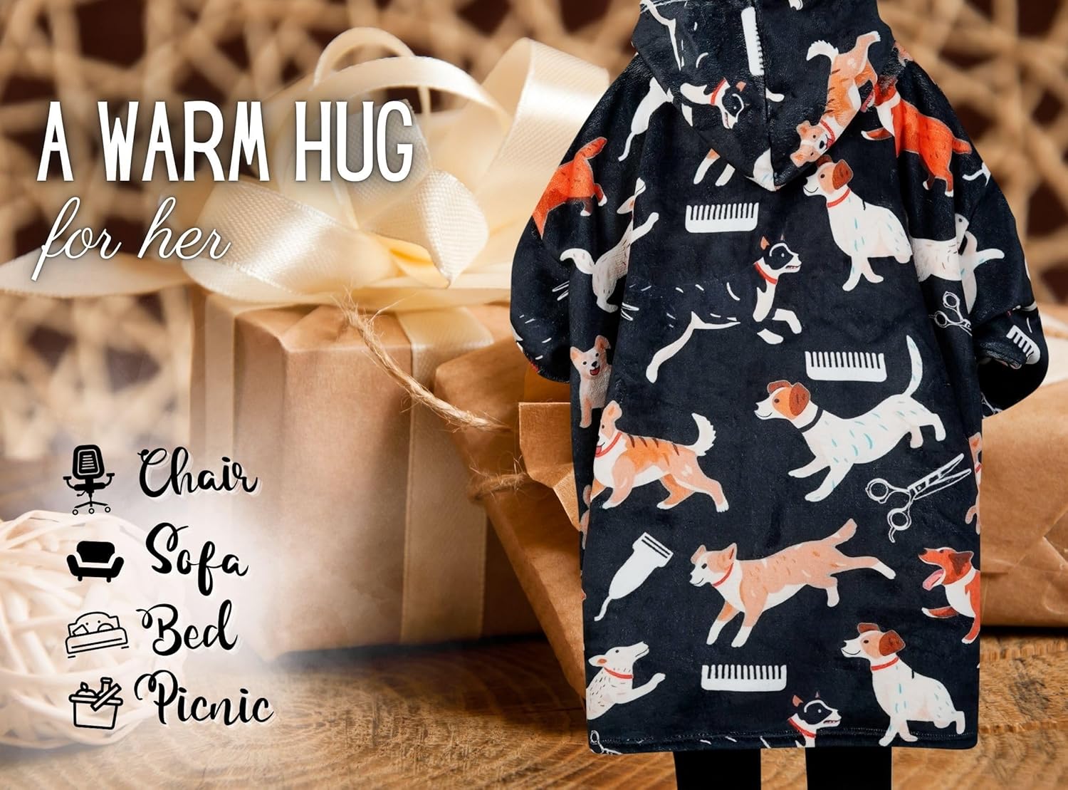 Dog Groomer Gifts for Women, Oversized Flannel Hooded Blanket, Perfect for Birthday, Christmas & Holiday Gifting, One Size Fits Most