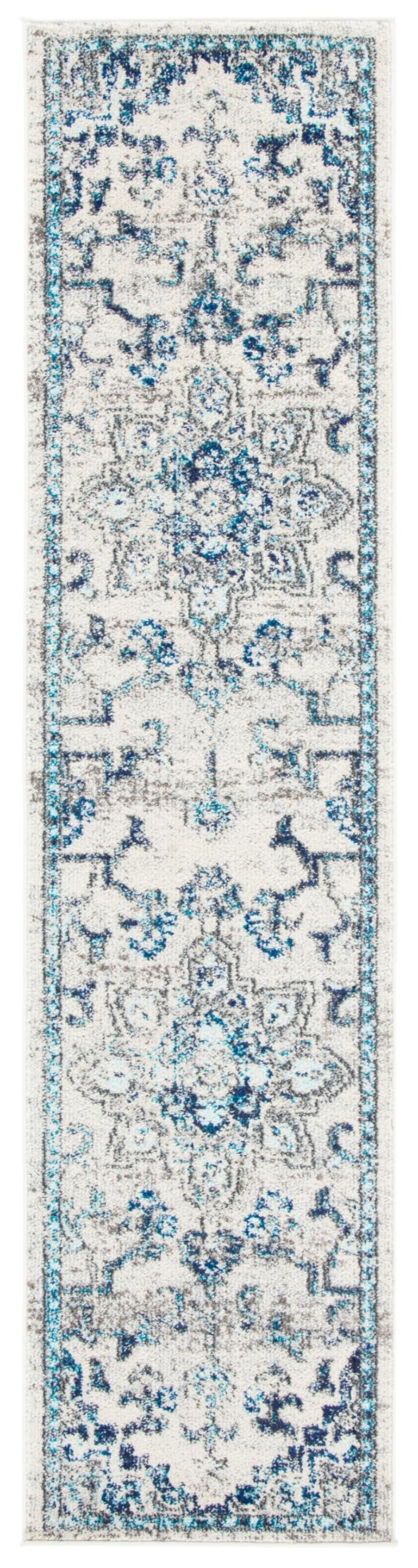 SAFAVIEH Madison Collection Area Rug - 2'2" x 4', Ivory & Grey, Boho Chic Distressed Medallion Design, Non-Shedding & Easy to Clean, Ideal for Ideal