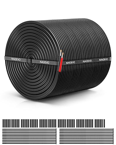 NAOEVO Cable eléctrico de calibre 18, 2 conductores, cable de PVC trenzado de 18 AWG, bajo voltaje de 12 Vcobre estañadocable flexible para cableado