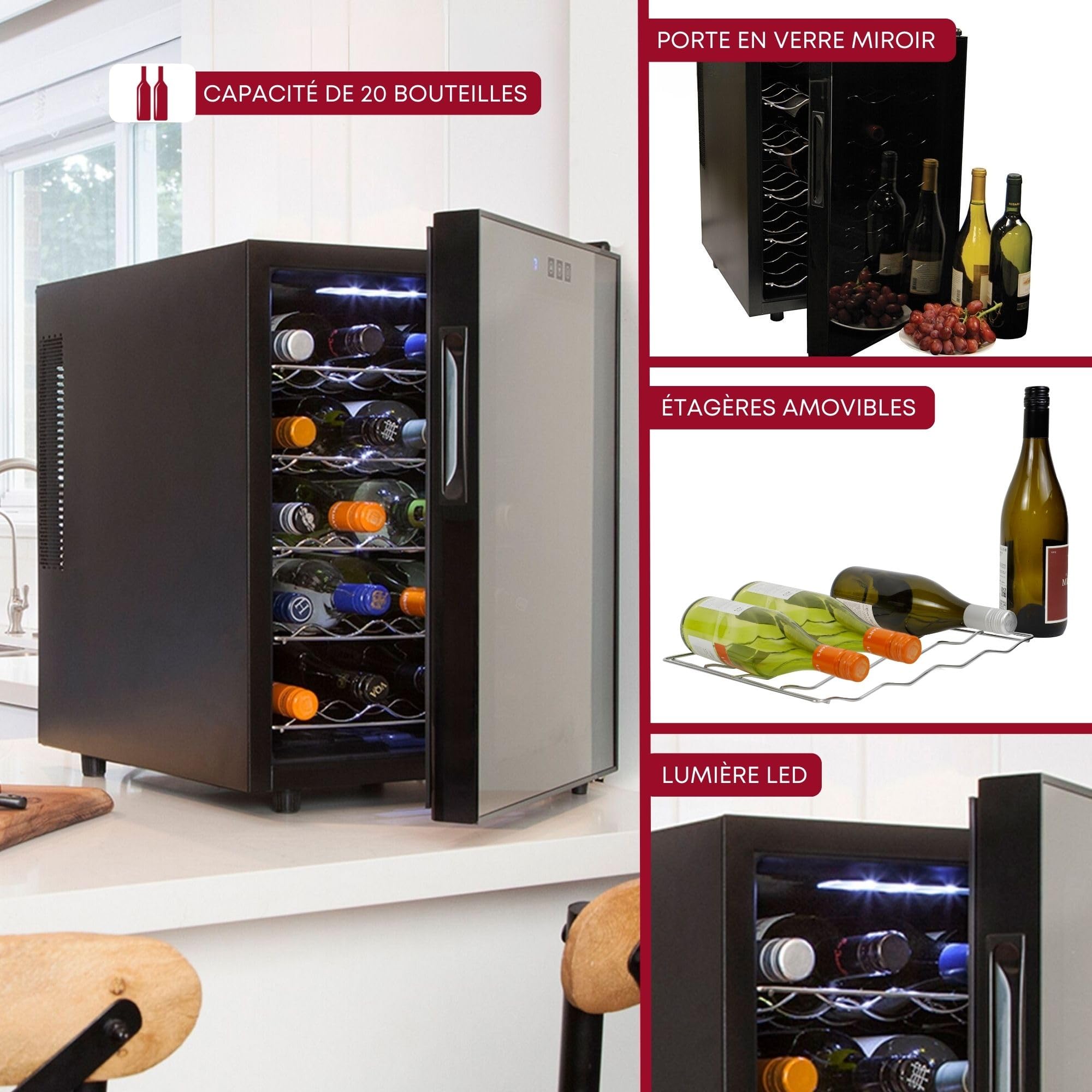 Refroidisseur à Vin LACOR En Inox Noir - 30x12,5x20 Cm, Pour Maison Ou Restaurant