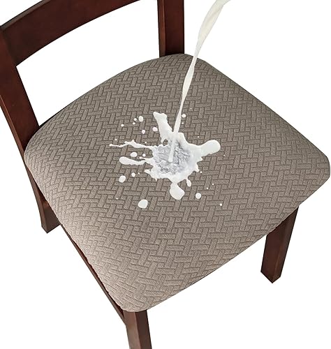 Genina - Fundas impermeables de asiento para sillas de comedor y cocina (color gris pardo, 6 piezas)