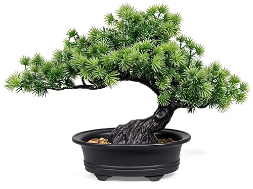 Artificial Bonsai Tree, 9.5" Faux Plant for Desk Shelf Office
