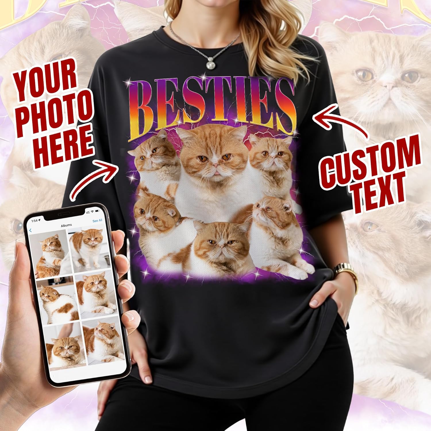 Custom Bootleg Rap Tee Shirt for Women & Men - Custom Face & Photo Picture Shirt Gift Idea for Couples, Family & Friends - Image 2