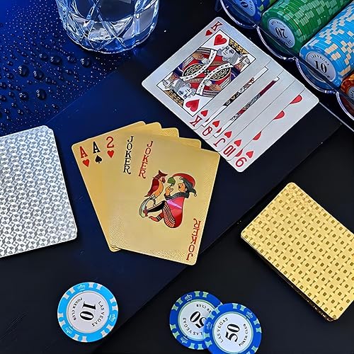 Miniatura 4 de ZZZANA Gold Foil Playing Cards 3 Decks of Cards with Box Plastic Classic Magic Tricks Tool for Luxury Party and Game