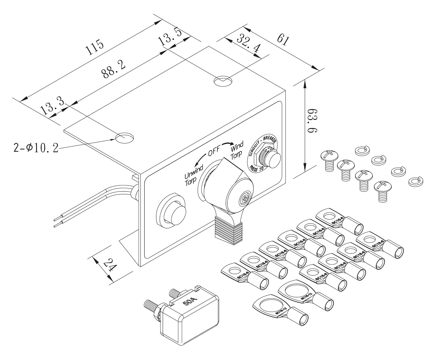 Mytee Products Tarp Motor Rotary Switch Kit w/Circuit Breaker | Replaces Buyers Part # 5540710