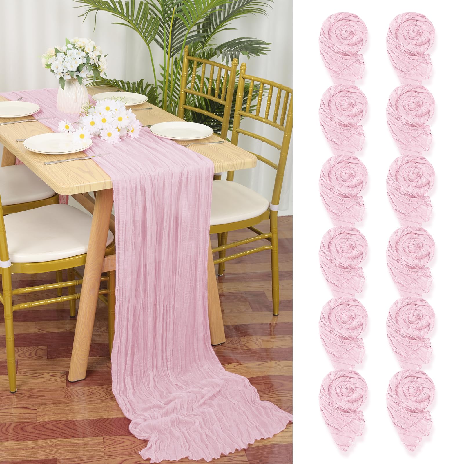 Chemin de table en etamine rose lot de 12 creez des souvenirs inoubliables