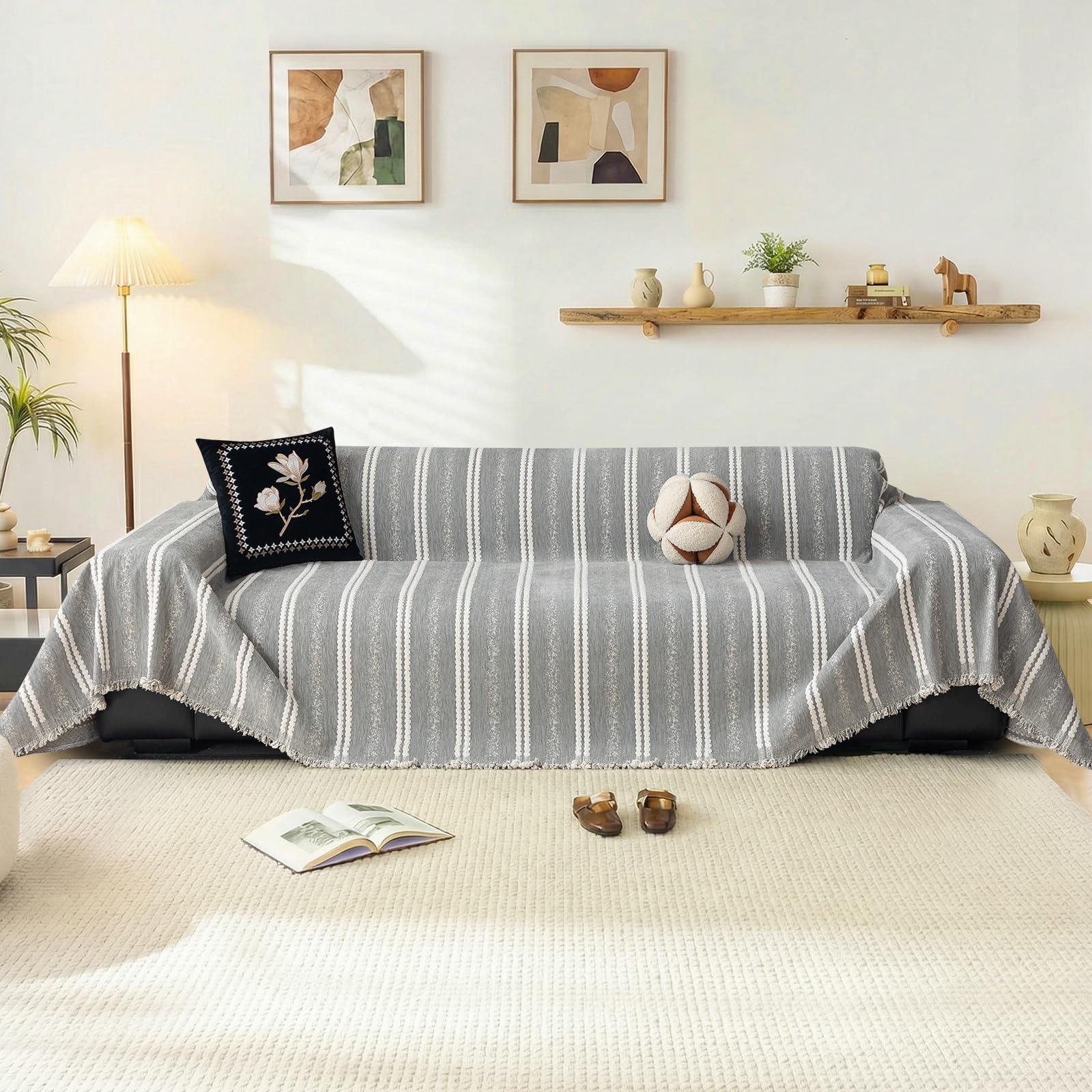 GKXLH Sofa Cover Washable - New Soft 800gsm Chenille Sofa Covers 2 3 4 Seater, Non Slip Love Seat Sofa Slipcovers, Couch Covers for Sectional Sofa, Couch Cover for Pet Furniture Protector (180x300cm)