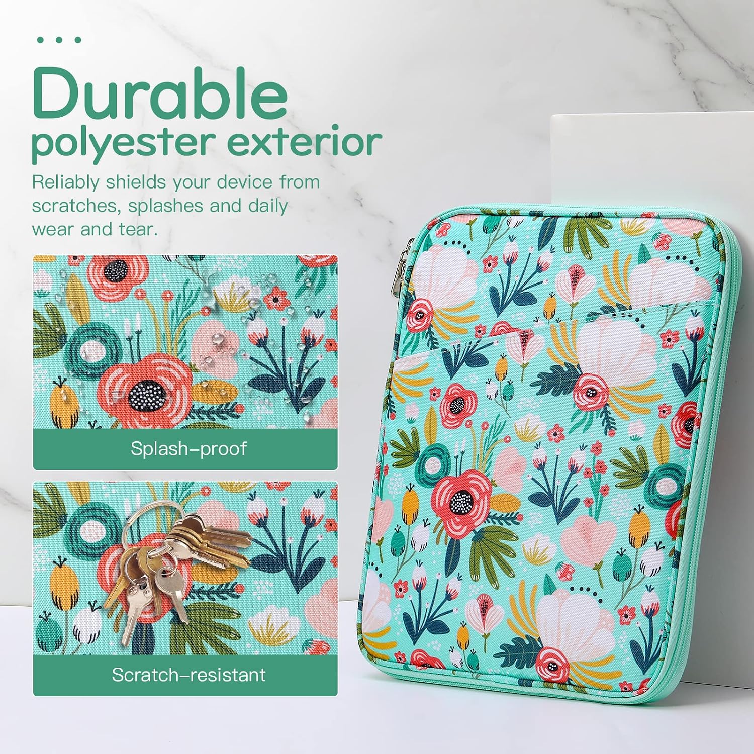 Dadanism 9-11 Inch Tablet Sleeve Case for iPad 10.2 2021-2019,iPad Pro 11 2021-2018, iPad Air 5/4 10.9 2022,iPad 10th Gen 10.9 2022,Galaxy Tab A8 10.5 2022,Tablet Protective Sleeve Bag, Grass + Flower