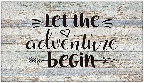 Nogrit Let The Adventure Begin - Tapete rústico impermeable para puerta de entrada al aire libre, 17 x 30 pulgadas, tapete antideslizante para